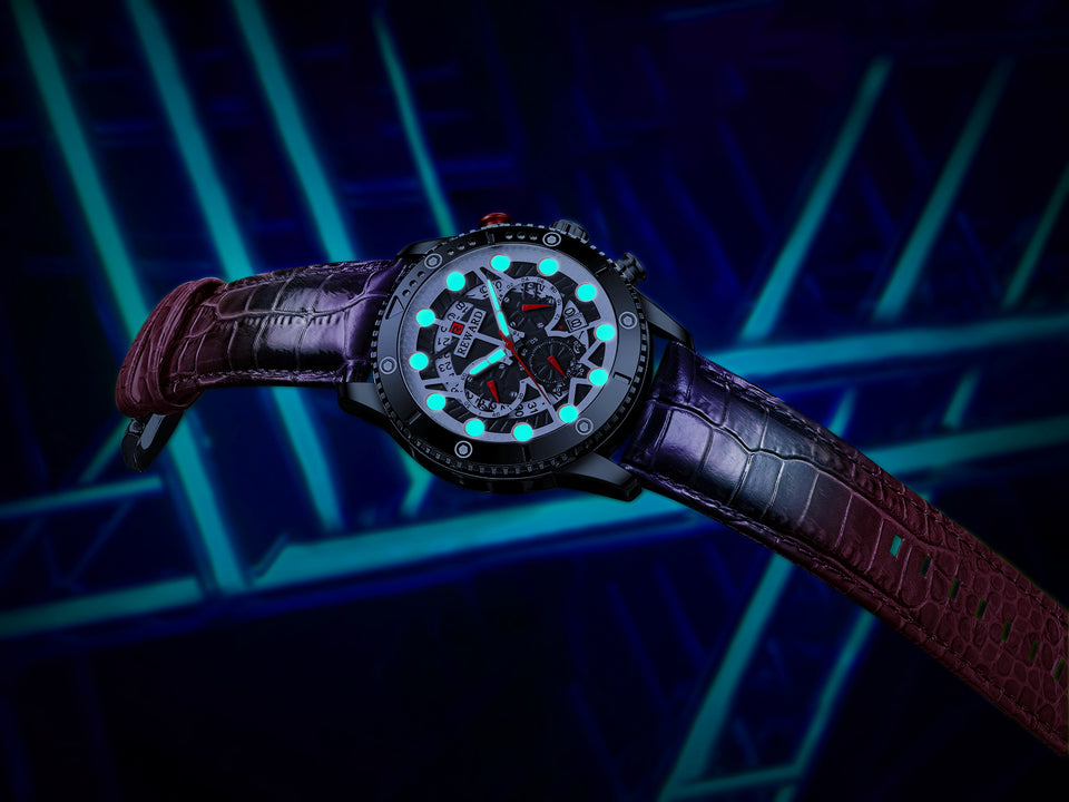RELOJ CRONOGRAFO DE CUERO Y DE  LUJO HOMBRE