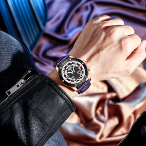 RELOJ CRONOGRAFO DE CUERO Y DE  LUJO HOMBRE